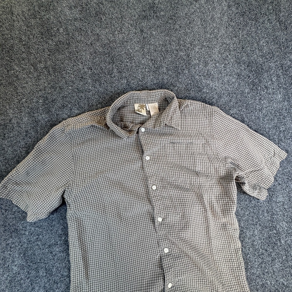 Ocean Pacific Shirt Mens Medium Gray Check Rayon Casual Short Sleeve Button Up